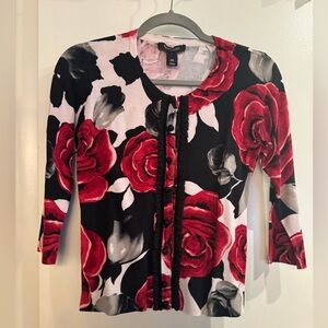 White House black market floral button down cardigan